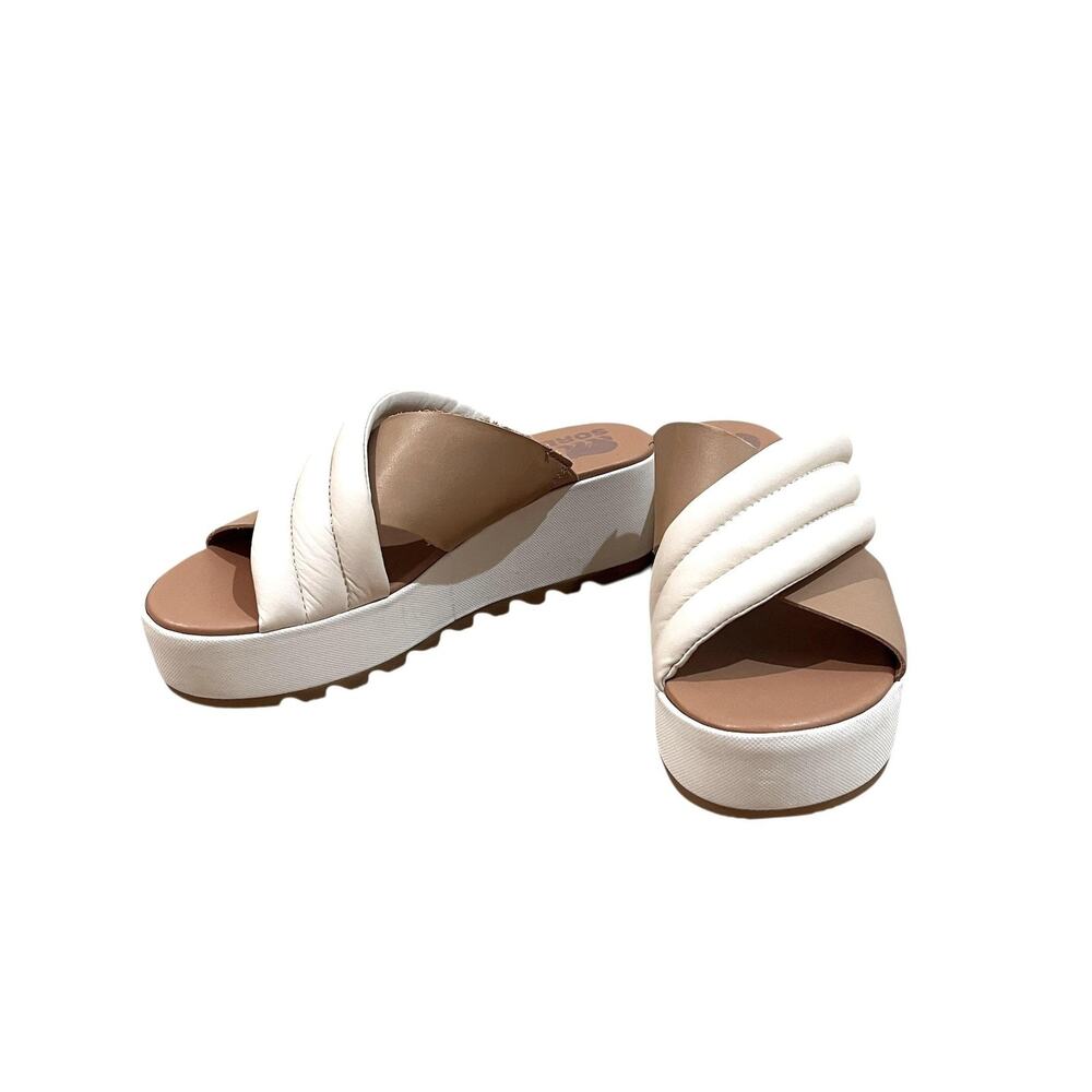 Sorel Shoes Cameron Flatform Puff Wedge Mule Sandal Size 8 | Color: Cream/White - Picture 2 of 11
